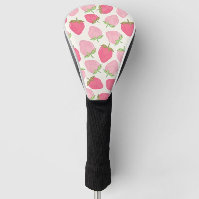 Pink Strawberry Cute and Fruity  Golf Head Cover (Front)