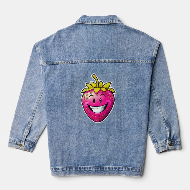 Pink Strawberry  Denim Jacket (Back)