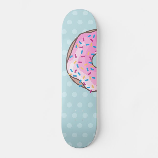 Pink Strawberry Doughnut Skateboard (Front)