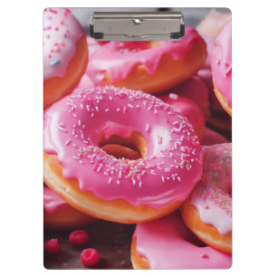 Pink Strawberry Doughnuts Clipboard
