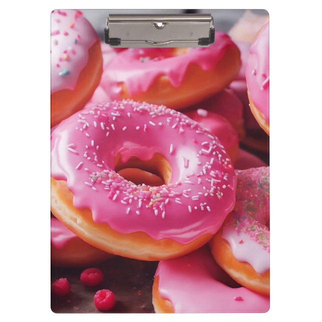Pink Strawberry Doughnuts Clipboard (Front)