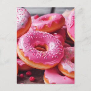 Pink Strawberry Doughnuts Postcard