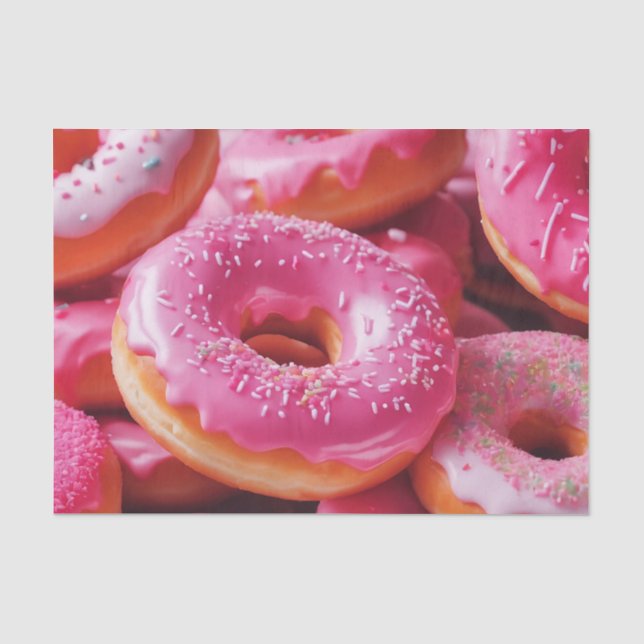 Pink Strawberry Doughnuts Tissue Paper (Front)