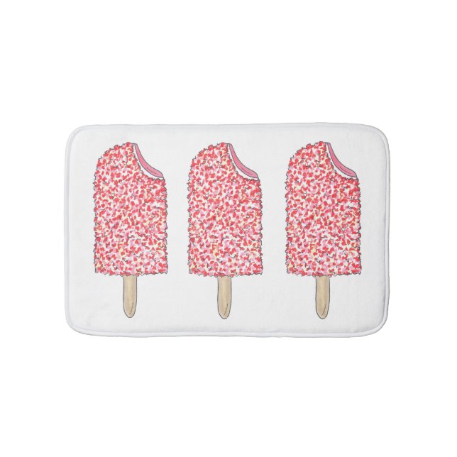 Pink Strawberry Eclair Ice Cream Popsicle Pop Bath Mat (Front)