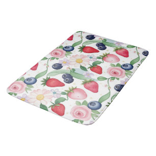 Pink Strawberry flowers Birthday Party for her Bath Mat