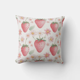 Pink Strawberry flowers Birthday Party for her Cushion