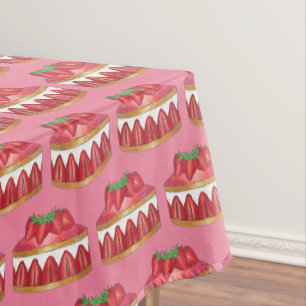 Pink Strawberry Fraisier Cake French Pastry Chef Tablecloth