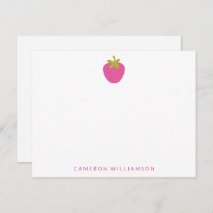 Pink Strawberry Fruit Personalised Stationery Card