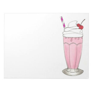 Pink Strawberry Ice Cream Shake Milkshake Dessert Notepad