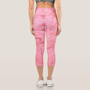 Pink Strawberry Ice Cream Texture Capri Leggings