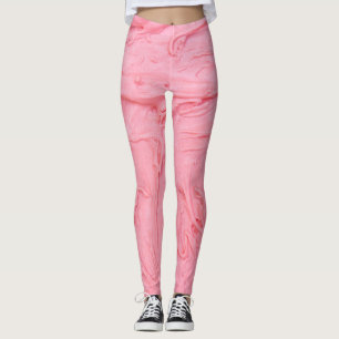 Pink Strawberry Ice Cream Texture Leggings