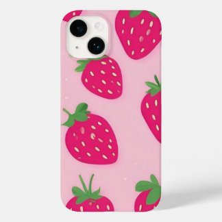 Pink strawberry iPhone 14 case