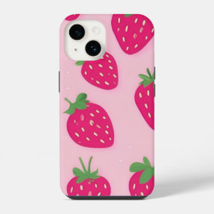 Pink strawberry iPhone 14 case