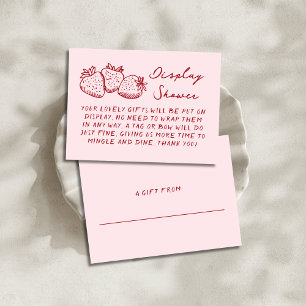 Pink Strawberry No Wrap Display Bridal Shower  Enclosure Card