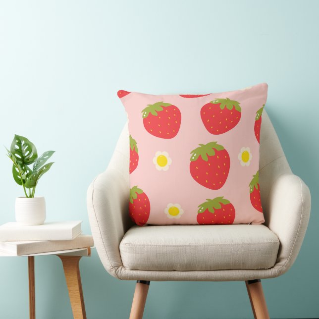 Pink Strawberry Paste Cushion | Cute Kawaii Anime (Chair)