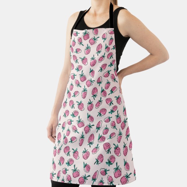 Pink strawberry pattern apron (Insitu)