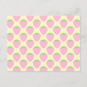 Pink Strawberry Pattern. Postcard