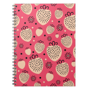 Pink strawberry pattern: seamless sweet design notebook
