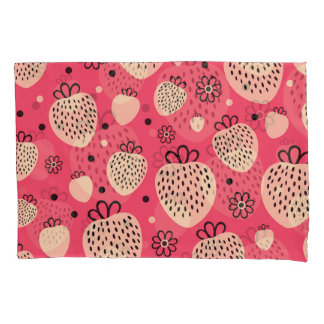 Pink strawberry pattern: seamless sweet design pillowcase