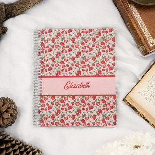Pink Strawberry Personalized Cottagecore Notebook