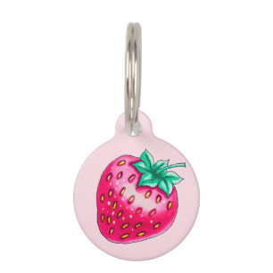 Pink strawberry pet tag