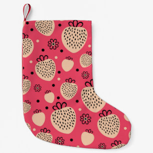 pink strawberry seamless pattern small christmas stocking