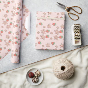 Pink Strawberry Spring theme Wrapping Paper