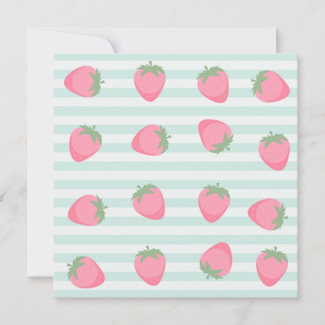 Pink Strawberry Stripes Card (Front)