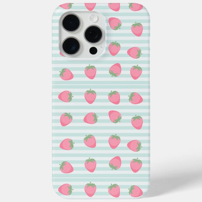 Pink Strawberry Stripes Case-Mate iPhone Case (Back)