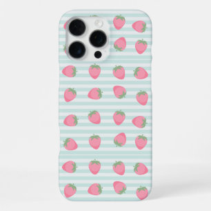 Pink Strawberry Stripes iPhone 16 Pro Max Case