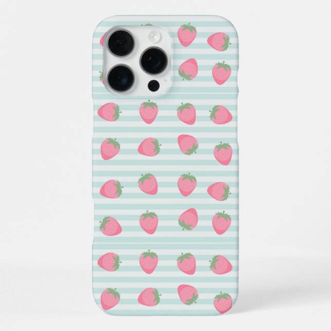 Pink Strawberry Stripes iPhone Case (Back)