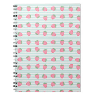  Pink Strawberry Stripes Notebook