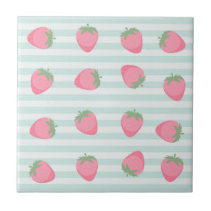 Pink Strawberry Stripes Tile