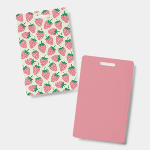 Pink Strawberry Summer Pattern ID Badge