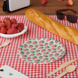 Pink Strawberry Summer Pattern Paper Plate