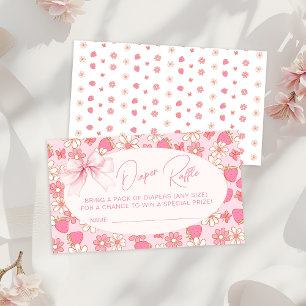 Pink Strawberry Sweet Baby Shower Diaper Raffle Enclosure Card