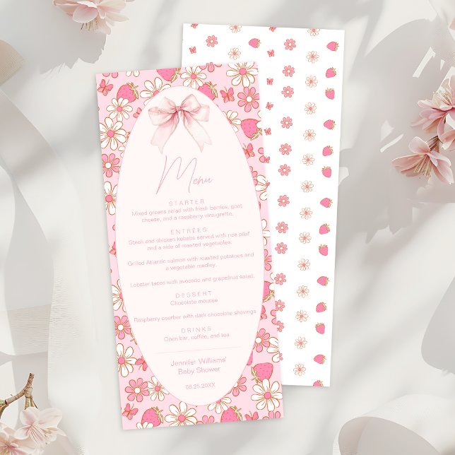 Pink Strawberry Sweet Berry Baby Girl Shower Menu (Creator Uploaded)