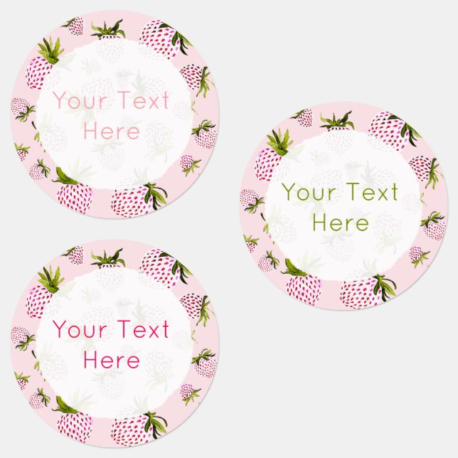 Pink Strawberry Watercolor Designed Labels (Group)