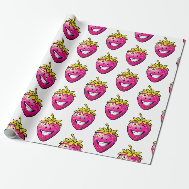Pink Strawberry  Wrapping Paper (Unrolled)