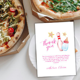 Pink Strike Up Some Fun Bowling Girl Baby Shower Thank You Card