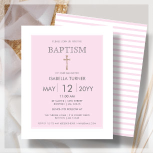 Pink Stripe   Baptism Budget Invitation