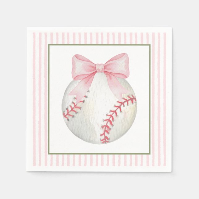 Pink Stripe Baseball  Napkin (Front)