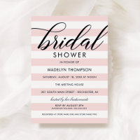 Pink Stripe Black Wedding Bridal Shower