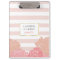 Pink Stripe & Blush Peony Clipboard