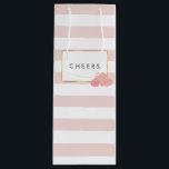 Pink Stripe & Blush Peony Personalised Wine Bag<br><div class="desc">Cheers! This festive wine bag features a delicate pink stripe background,  faux gold border,  and a group of peonies in pretty blush tones. Coordinates with our Pink Stripe & Blush Peony invitation suites,  office supplies,  home goods and accessories. Customise with a monogram,  name or text of your choice!</div>