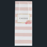 Pink Stripe & Blush Peony Personalised Wine Bag<br><div class="desc">Cheers! This festive wine bag features a delicate pink stripe background,  faux gold border,  and a group of peonies in pretty blush tones. Coordinates with our Pink Stripe & Blush Peony invitation suites,  office supplies,  home goods and accessories. Customise with a monogram,  name or text of your choice!</div>