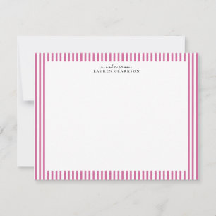 Pink Stripe Border Note Card