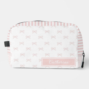 Pink Stripe Bow Pattern Gingham Coquette Cosmetic Dopp Kit