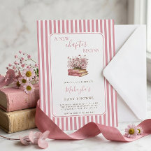 Pink Stripe Bow Vintage Books Floral Baby Shower