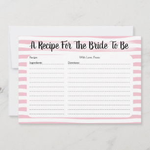 Pink Stripe Bridal Shower Recipe Card